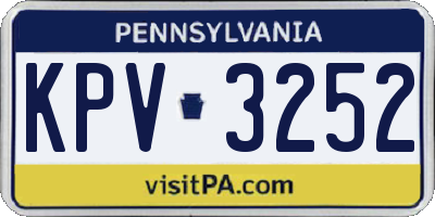 PA license plate KPV3252