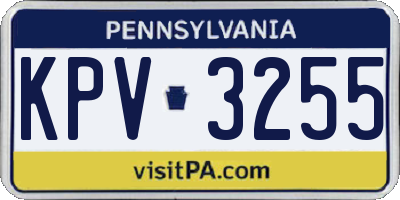 PA license plate KPV3255