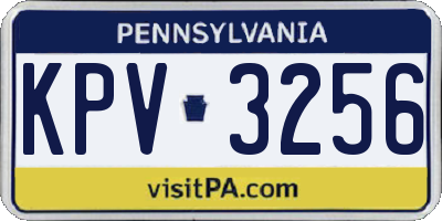 PA license plate KPV3256
