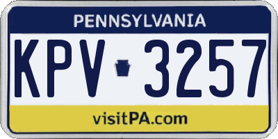 PA license plate KPV3257