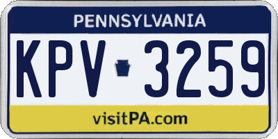 PA license plate KPV3259