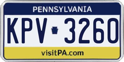 PA license plate KPV3260