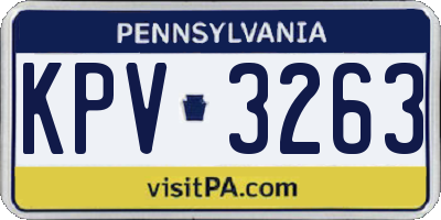 PA license plate KPV3263