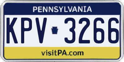 PA license plate KPV3266