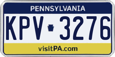 PA license plate KPV3276