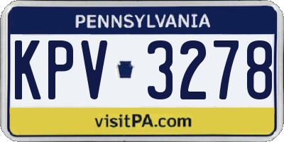 PA license plate KPV3278