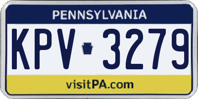 PA license plate KPV3279