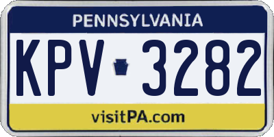PA license plate KPV3282