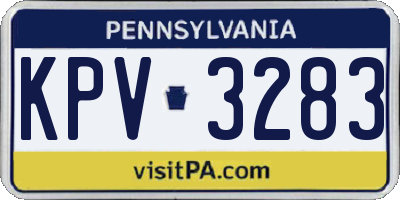 PA license plate KPV3283