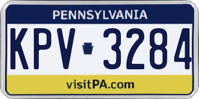 PA license plate KPV3284