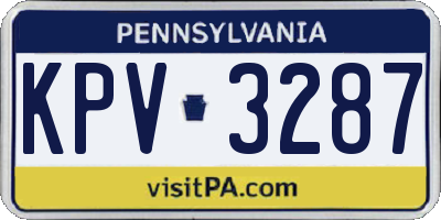 PA license plate KPV3287