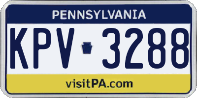 PA license plate KPV3288