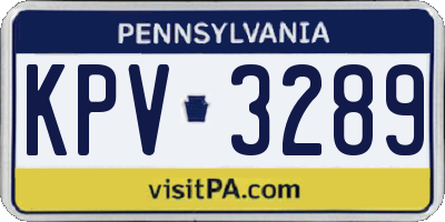 PA license plate KPV3289