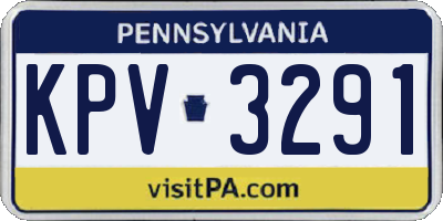 PA license plate KPV3291