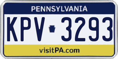 PA license plate KPV3293