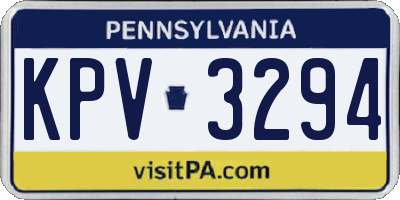 PA license plate KPV3294