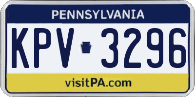 PA license plate KPV3296