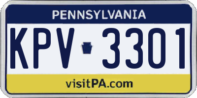PA license plate KPV3301