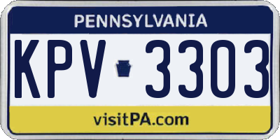 PA license plate KPV3303