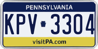 PA license plate KPV3304