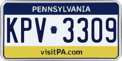 PA license plate KPV3309