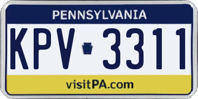 PA license plate KPV3311