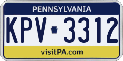 PA license plate KPV3312
