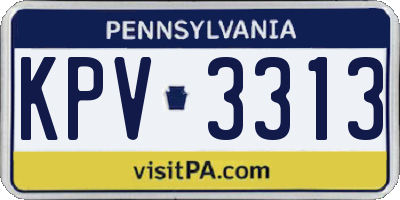 PA license plate KPV3313