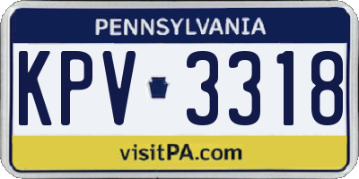 PA license plate KPV3318