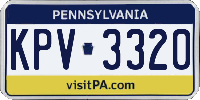 PA license plate KPV3320