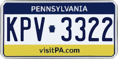 PA license plate KPV3322