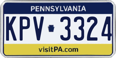 PA license plate KPV3324