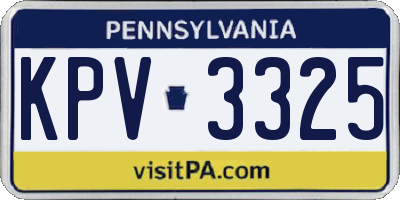 PA license plate KPV3325