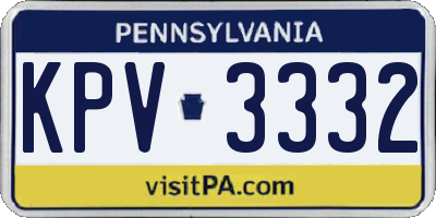 PA license plate KPV3332