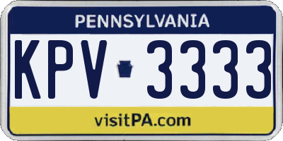 PA license plate KPV3333