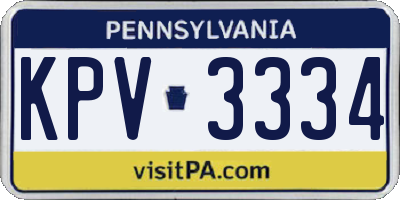 PA license plate KPV3334