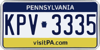PA license plate KPV3335