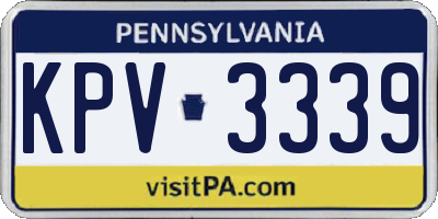 PA license plate KPV3339