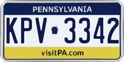 PA license plate KPV3342