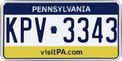 PA license plate KPV3343