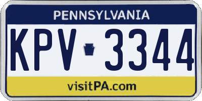 PA license plate KPV3344