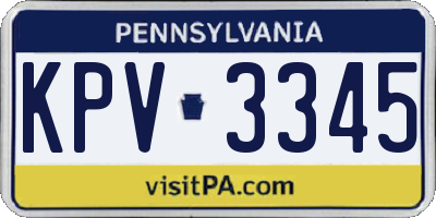 PA license plate KPV3345