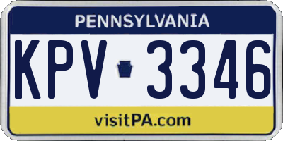 PA license plate KPV3346