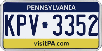 PA license plate KPV3352