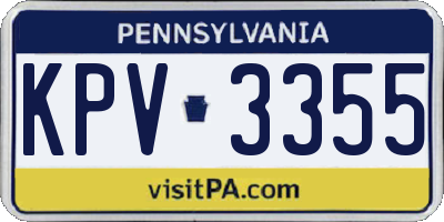 PA license plate KPV3355
