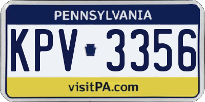 PA license plate KPV3356
