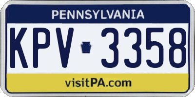 PA license plate KPV3358