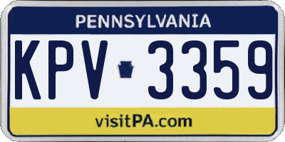 PA license plate KPV3359
