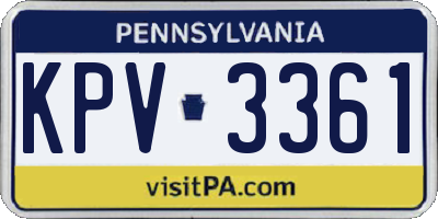PA license plate KPV3361