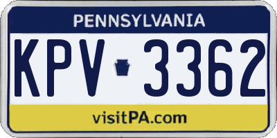 PA license plate KPV3362